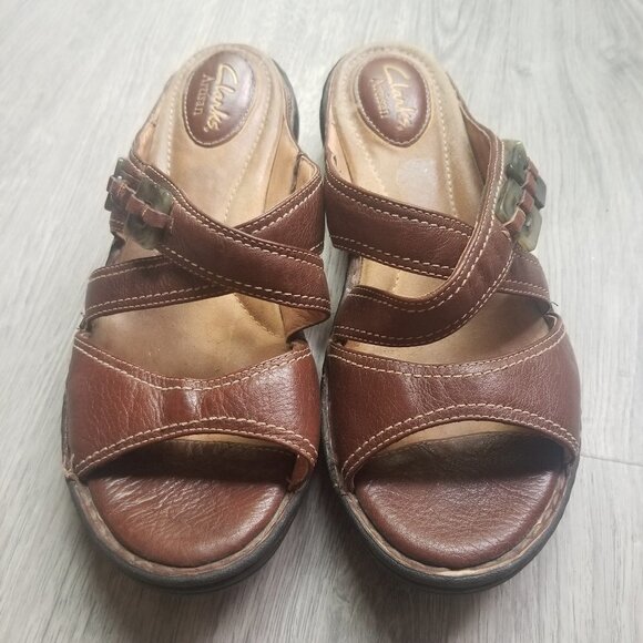 Clarks Sandal Artisan Slip on Shoe Brown Leather Women's Size 8M - Picture 5 of 8
